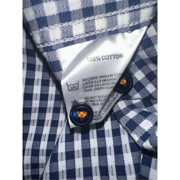 Cote Opera Paris Formal Shirt button down blue gingham size 17 43 - Picture 4 of 5